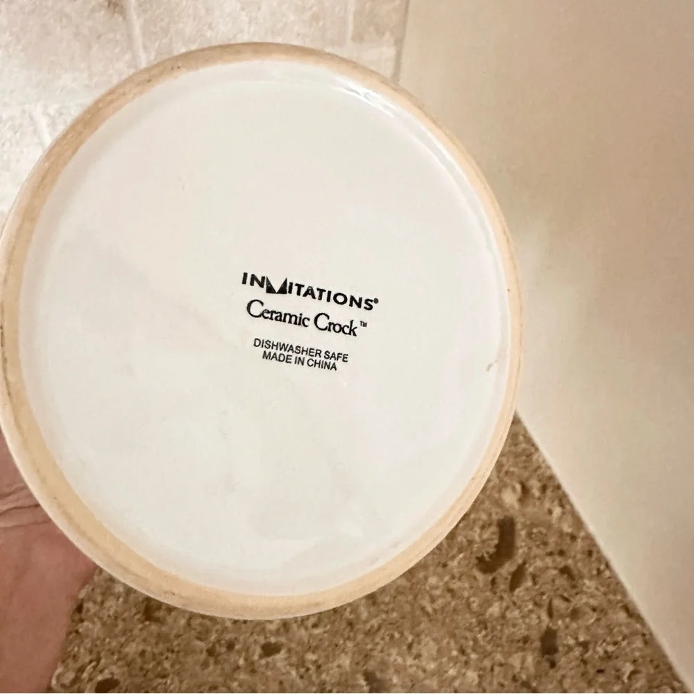 Large & Heavy Minimalist White Glazed Ceramic Kitchen Utensil Crock Holder Vase